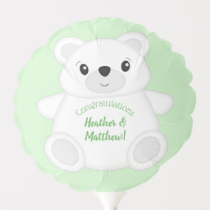 Green Polar Bear Baby Shower Balloon