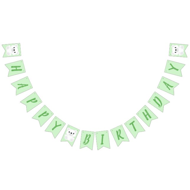 Green Polar Bear Birthday Party Bunting Flags (All)