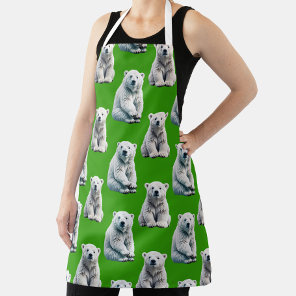 Green Polar Bear Pattern Design  Apron