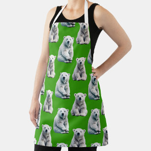 Green Polar Bear Pattern Design  Apron