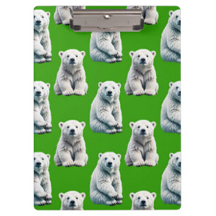 Green Polar Bear Pattern Design  Clipboard