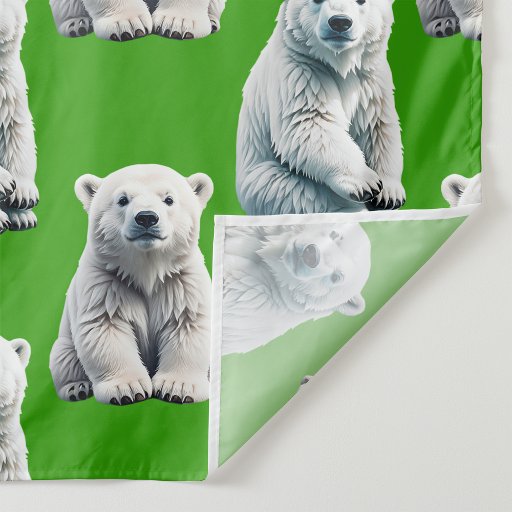 Green Polar Bear Pattern Design  Fabric