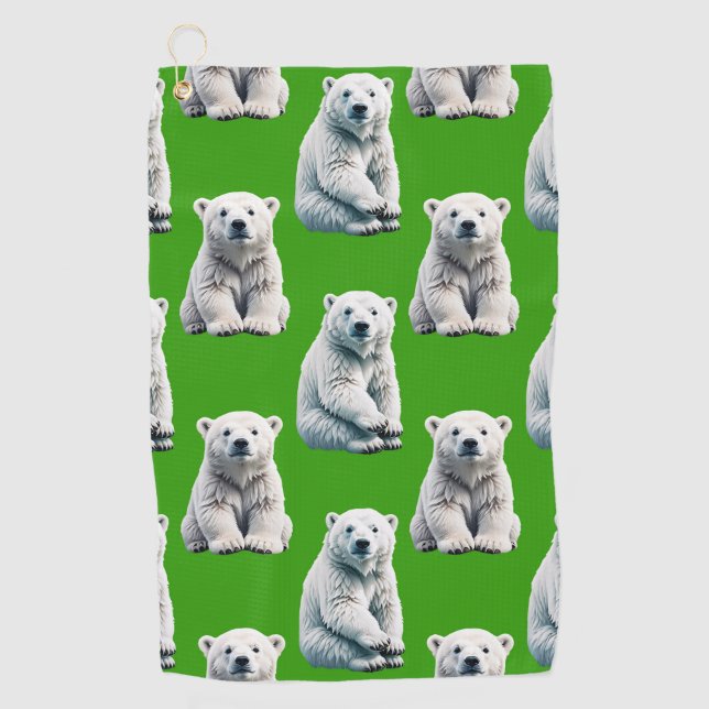 Green Polar Bear Pattern Design  Golf Towel (Front)