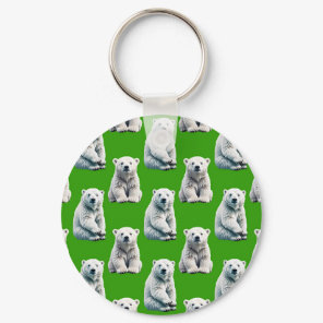 Green Polar Bear Pattern Design  Keychain