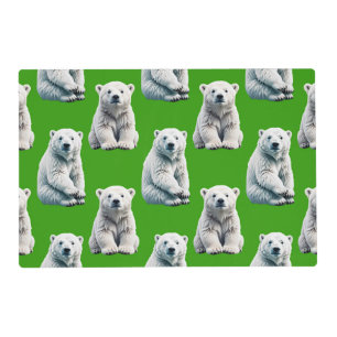Green Polar Bear Pattern Design Placemat