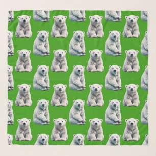 Green Polar Bear Pattern Design  Scarf