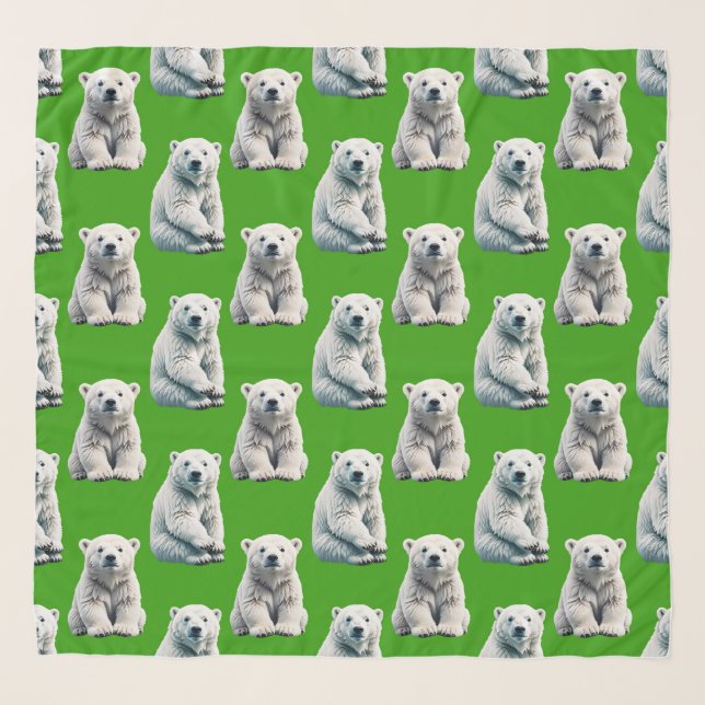 Green Polar Bear Pattern Design  Scarf (Front)