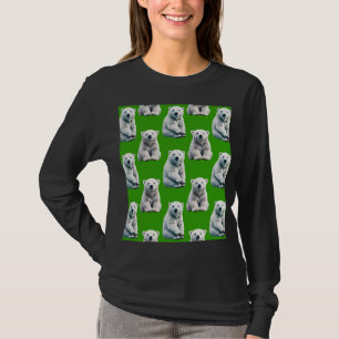 Green Polar Bear Pattern Design T-Shirt