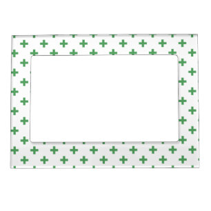 Green polka crosses on white magnetic frame