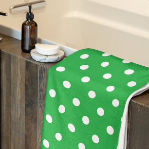 Green Polka Dot Bath Towel Set