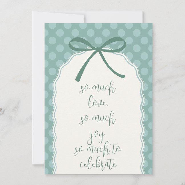 Green Polka Dot Bow Baby Shower Invitation