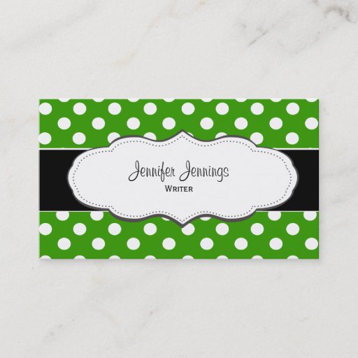 Customizable Green Polka Dot Business Cards