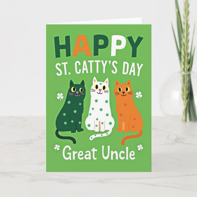 Green Polka Dot Cats Card (Front)