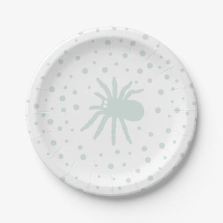 Green Polka Dot Confetti with Spooky Spider Paper Plates