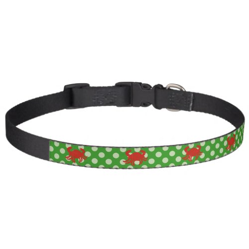 Green Polka Dot Crab Christmas Dog Collar