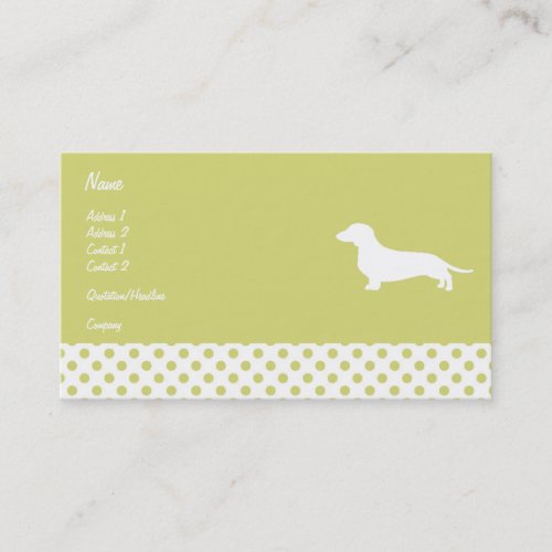 Green Polka Dot Dachshund Business card