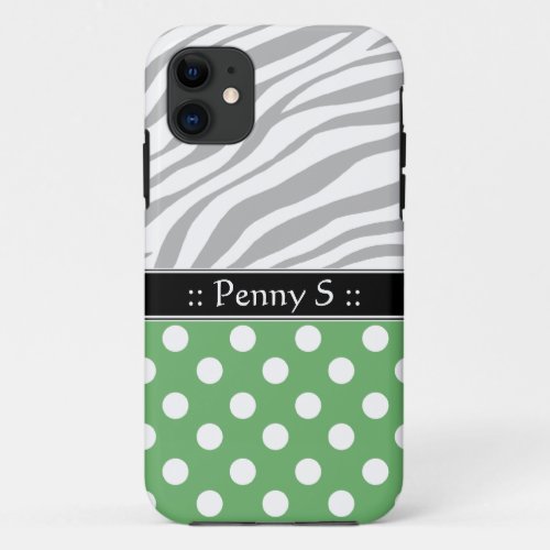 Green Polka Dot Faded Zebra Print iPhone 5 Case