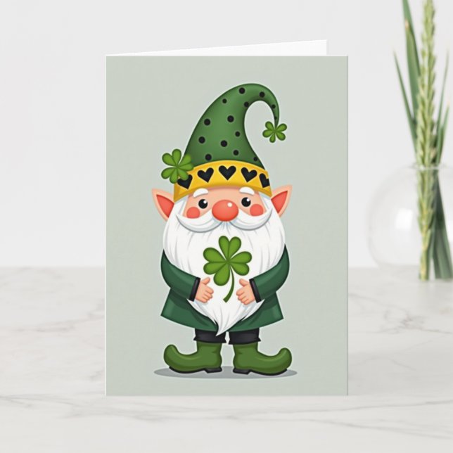 Green Polka Dot Gnome Card (Front)