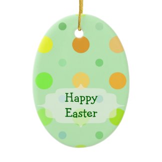 Green Polka Dot Happy Easter Egg Ornament ornament