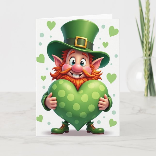 Green Polka Dot Heart Card (Front)