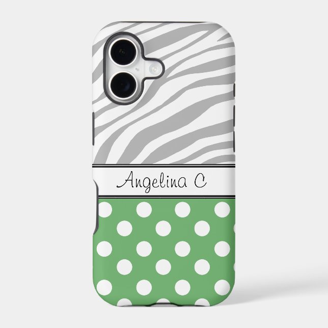 Green Polka Dot Light Zebra Print iPhone 5 Case (Back)