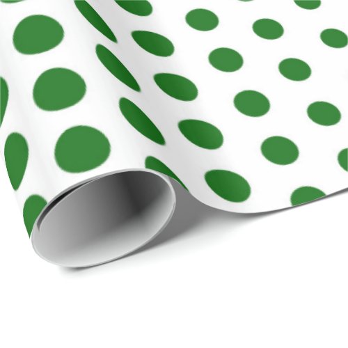Green Polka Dot Modern White Wrapping Paper