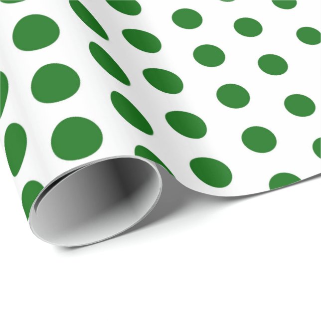 Green Polka Dot Modern White Wrapping Paper (Roll Corner)