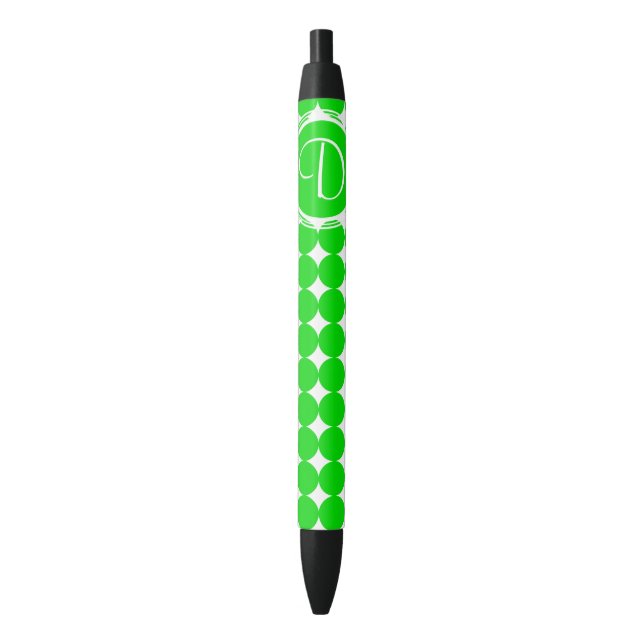 Green Polka Dot Monogram Pen (Front Vertical)