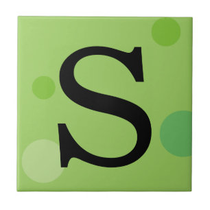 GREEN POLKA DOT MONOGRAM TILE