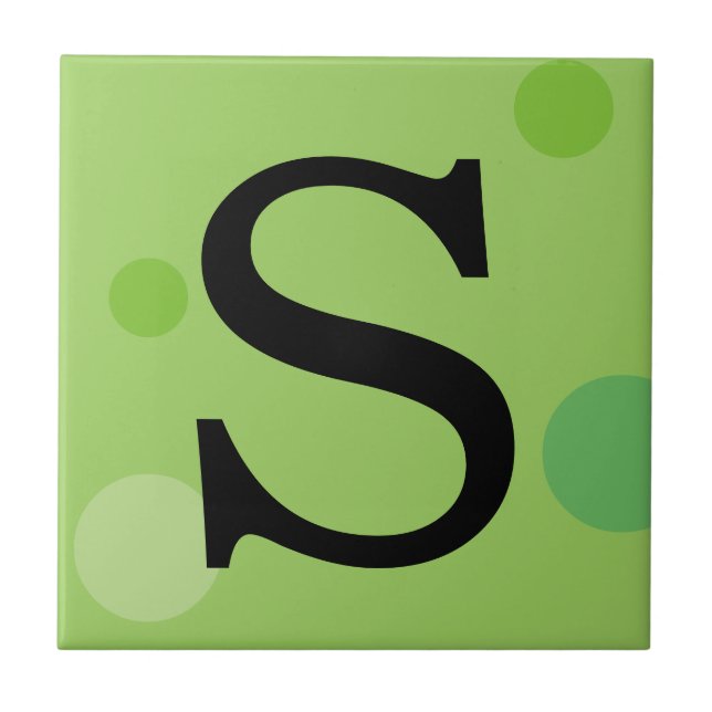 GREEN POLKA DOT MONOGRAM TILE (Front)