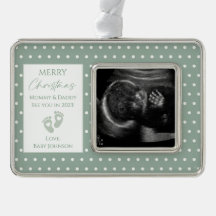 Green Polka Dot New Baby Ultrasound Photo