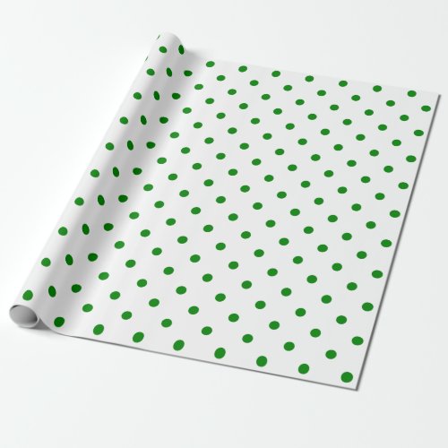 Green Polka Dot on White Large Space Wrapping Paper