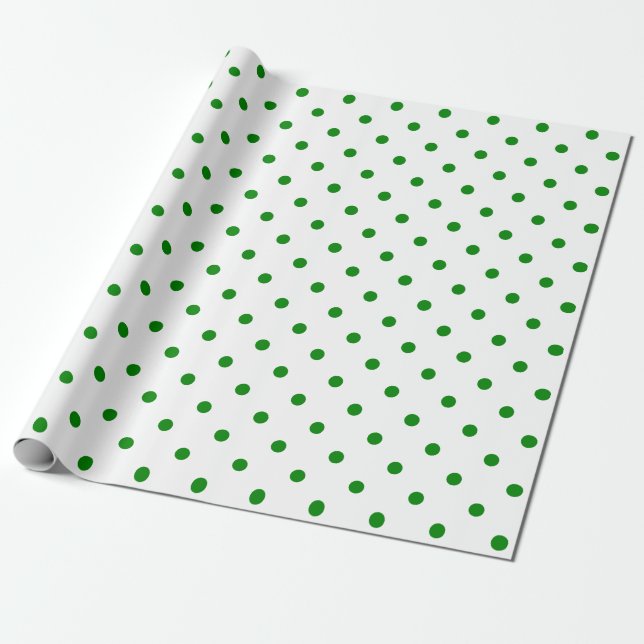Green Polka Dot on White Large Space Wrapping Paper (Unrolled)