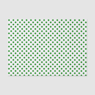 Green Polka Dot on White Tissue Paper