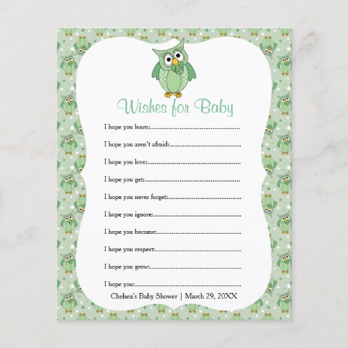 Green Polka Dot Owl Baby Shower Theme _ Wishes