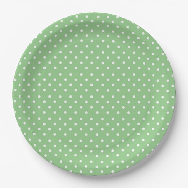 Green Polka Dot Pattern Paper Plates (Front)