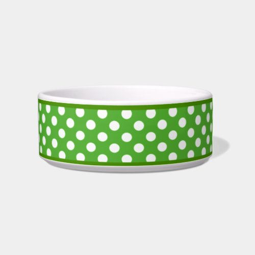 Green Polka Dot Pattern Small Ceramic Dog Bowl
