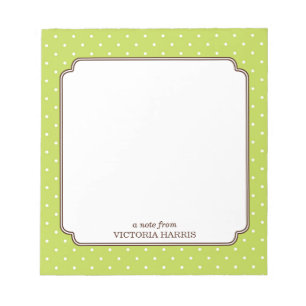 Green polka dot personalized girly cute notepad