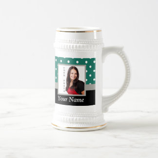 Green polka dot photo template beer stein