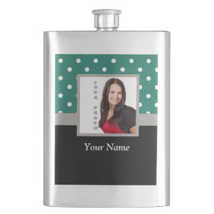 Green polka dot photo template flask