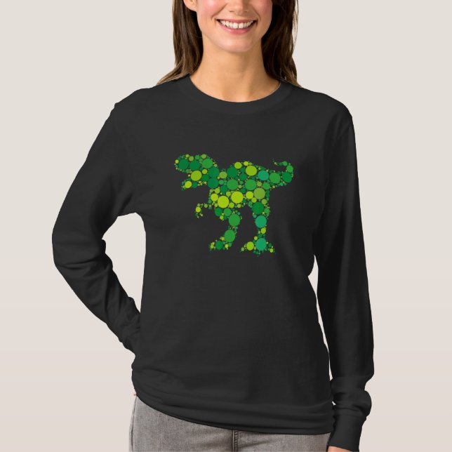 Green Polka Dot Rex Dinosaur International Dot Day T-Shirt (Front)