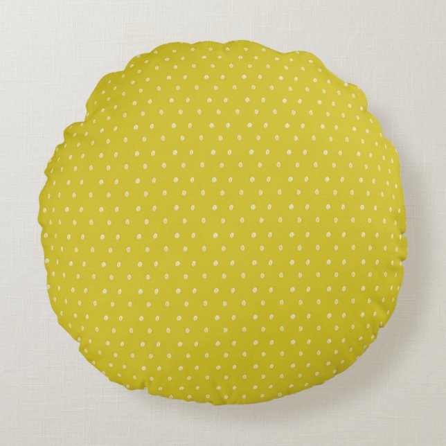 Green Polka Dot  Round Pillow (Front)