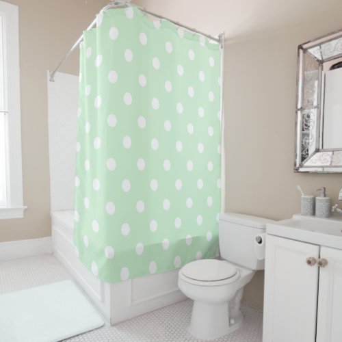 Green Polka Dot Shower Curtain