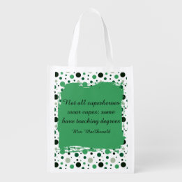 Green Polka dot teacher appreciation gift Grocery Bag