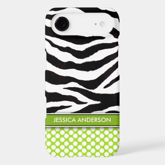 Green Polka Dot Zebra Stripe iPhone 4 Case-Mate Case (Back)