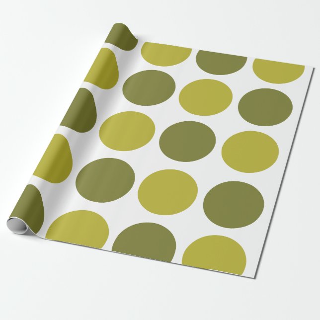 Green Polka Dots Baby Shower Birthday Wrapping Paper (Unrolled)