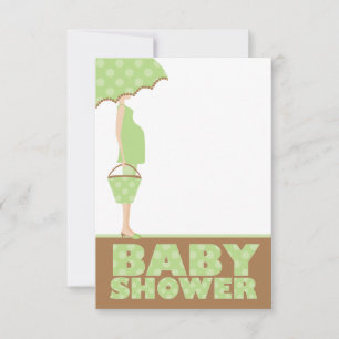 Green Polka Dots Baby Shower Invitations