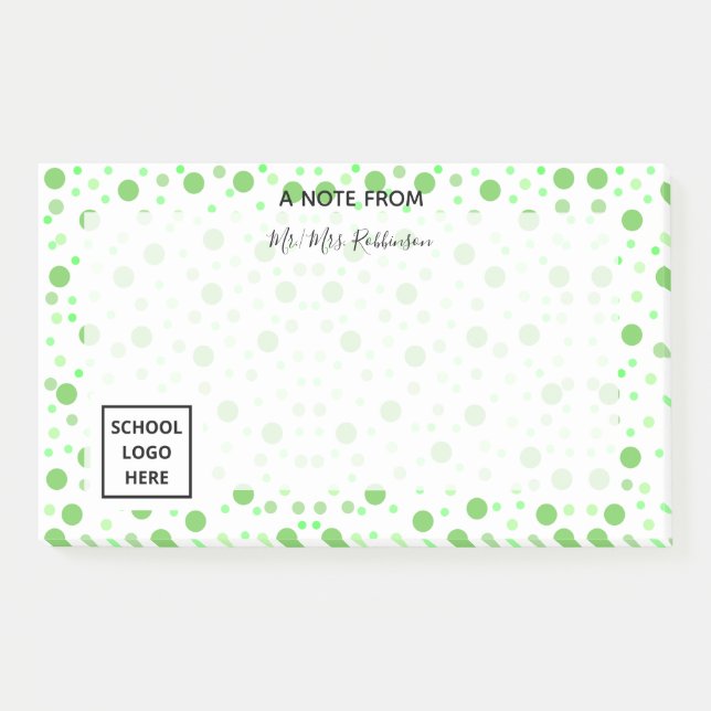 Green Polka Dots Back to School Teacher Post-it Notes (Front)
