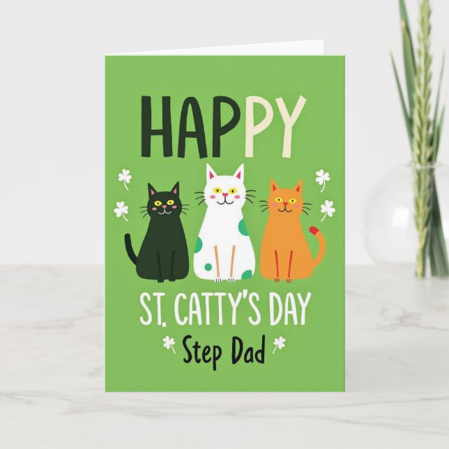 Green Polka Dots Cats Card (Front)