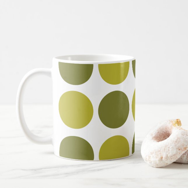 Green Polka Dots Coffee Mug (With Donut)